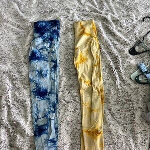 Women’s  Tie-Dye Leggings - Blue and Yellow